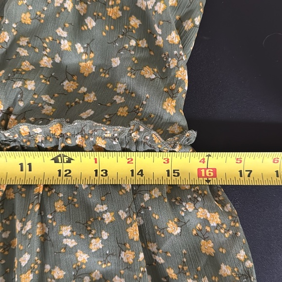 Women's Lined Babydoll Tiered Green Cottagecore Dress Adjustable Straps ‎ Size L - Picture 8 of 13